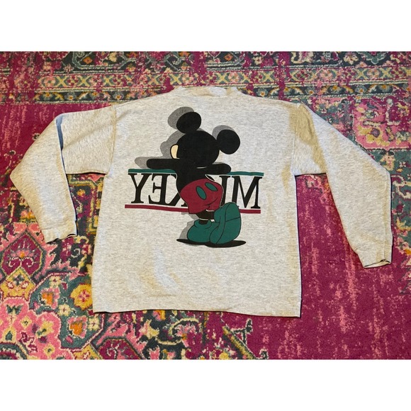 90s Mickey Mouse Disney Florida Front and Back Style Sweatshirt Tultex Size M - Picture 2 of 4